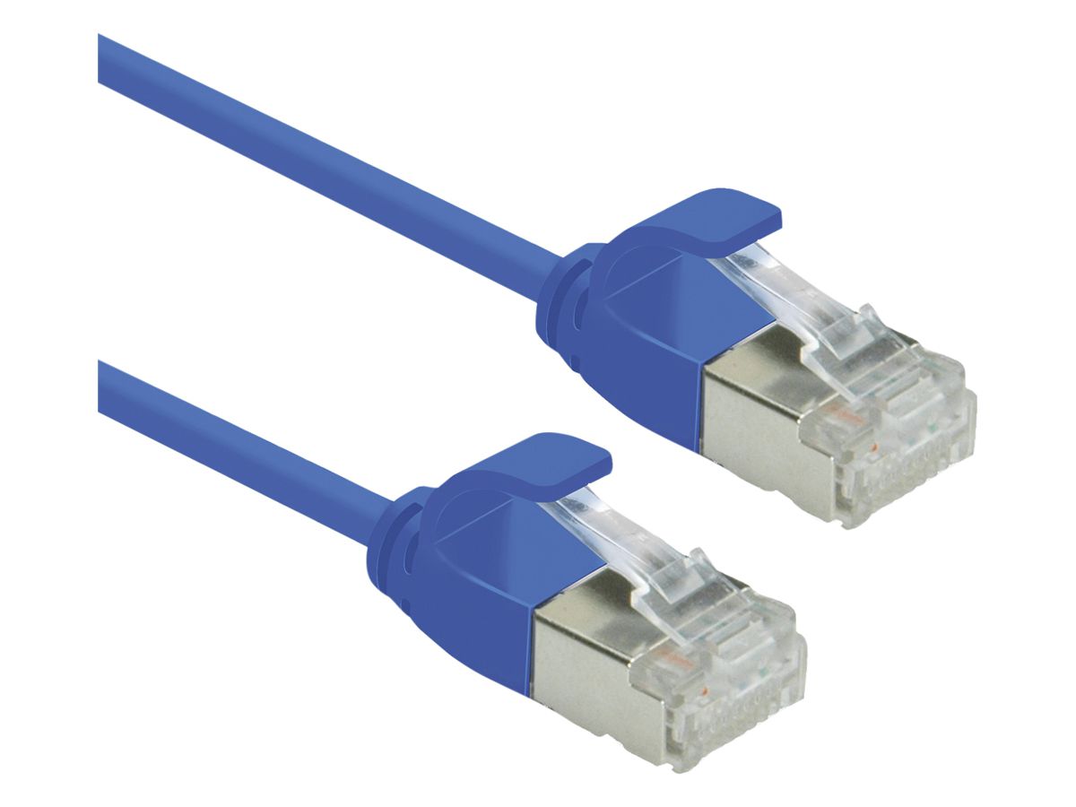 Patchkabel RJ45 ROLINE slim, Kat.6A (TIA) U/FTP, AWG32, LSZH blau, 0.15m