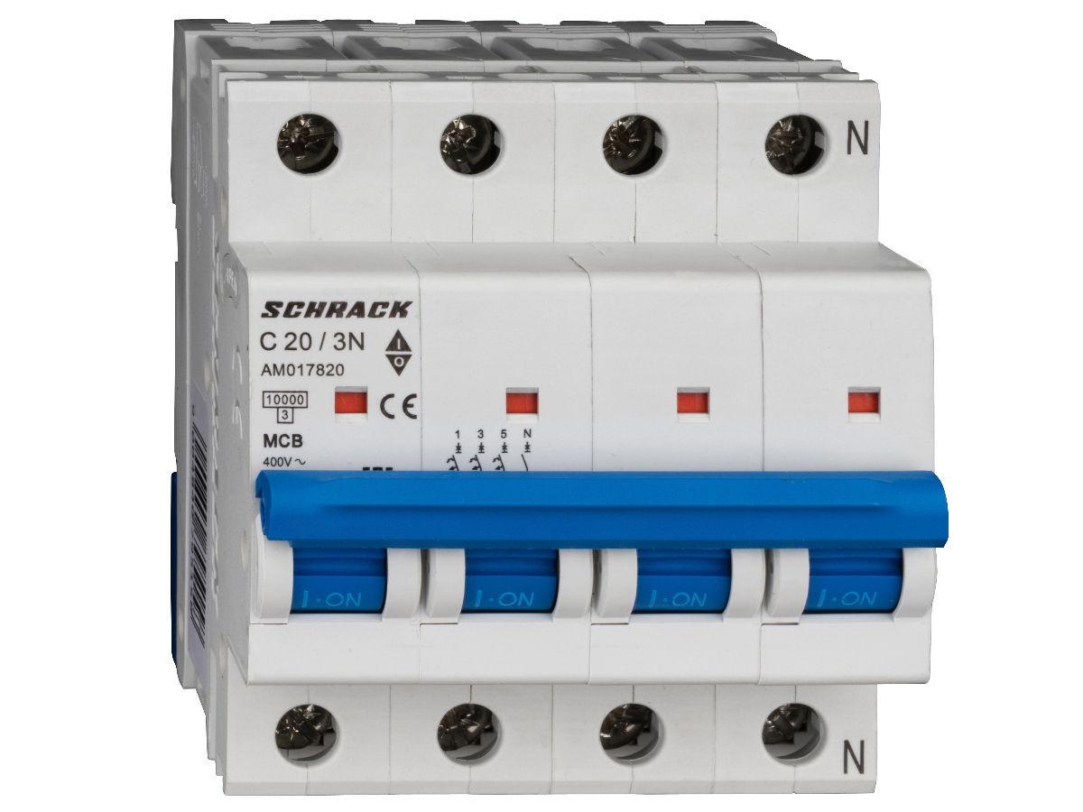 Leitungsschutzschalter AMPARO 4P - 3L+N 415V C 20A Icn10kA 4TE Schrack