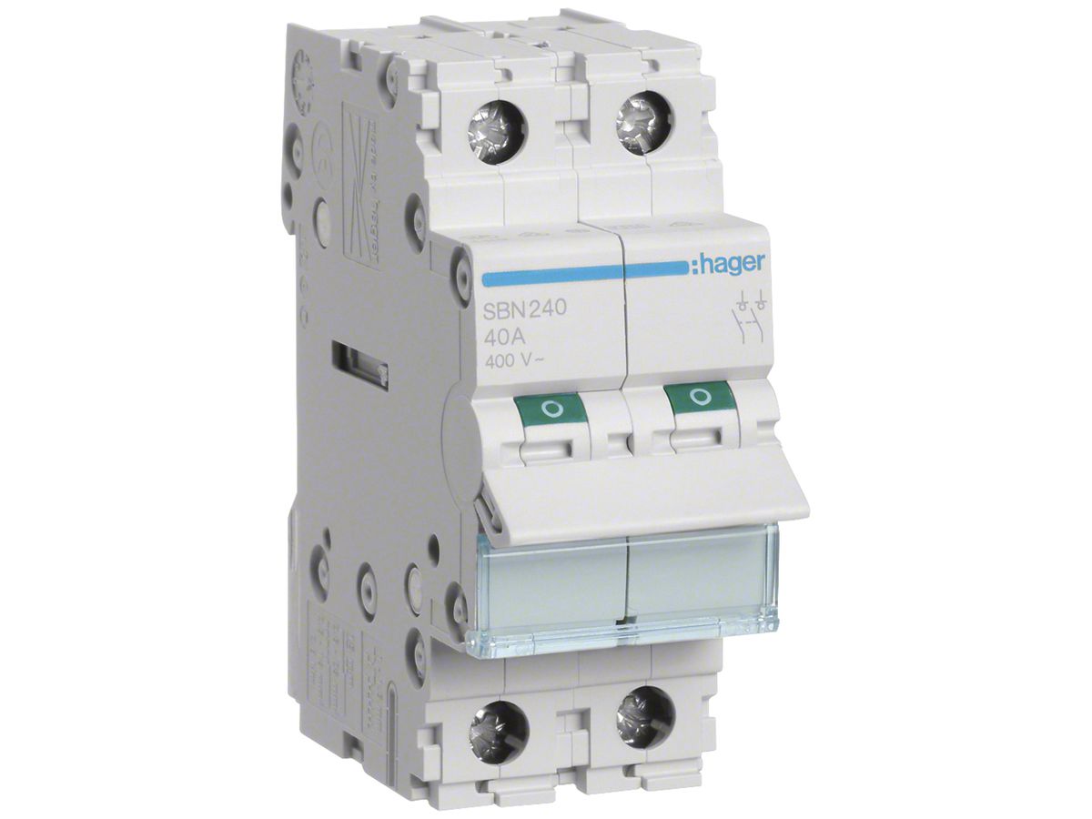 REG-Ausschalter Hager 40A 400V 2 Schliesser 0 Öffner 0 Wechsler 2TE