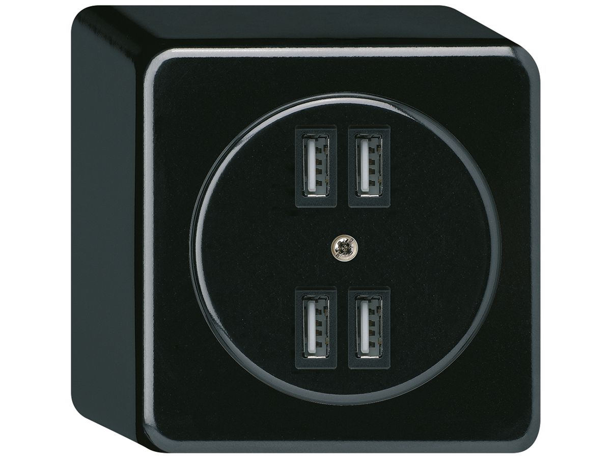 AP-Steckdose 4×USB basico Q 2400mA schwarz