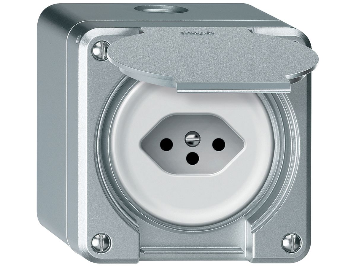 AP-Steckdose robusto 1×T13 10A 250V 86×86mm IP21 Aluminium