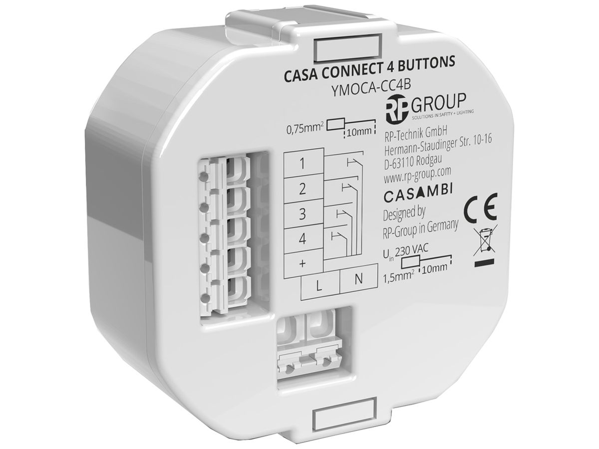 EB-RF-Binäreingang YMOCA-CC4B, 4-Kanal, 220…240VAC/DC, Casambi