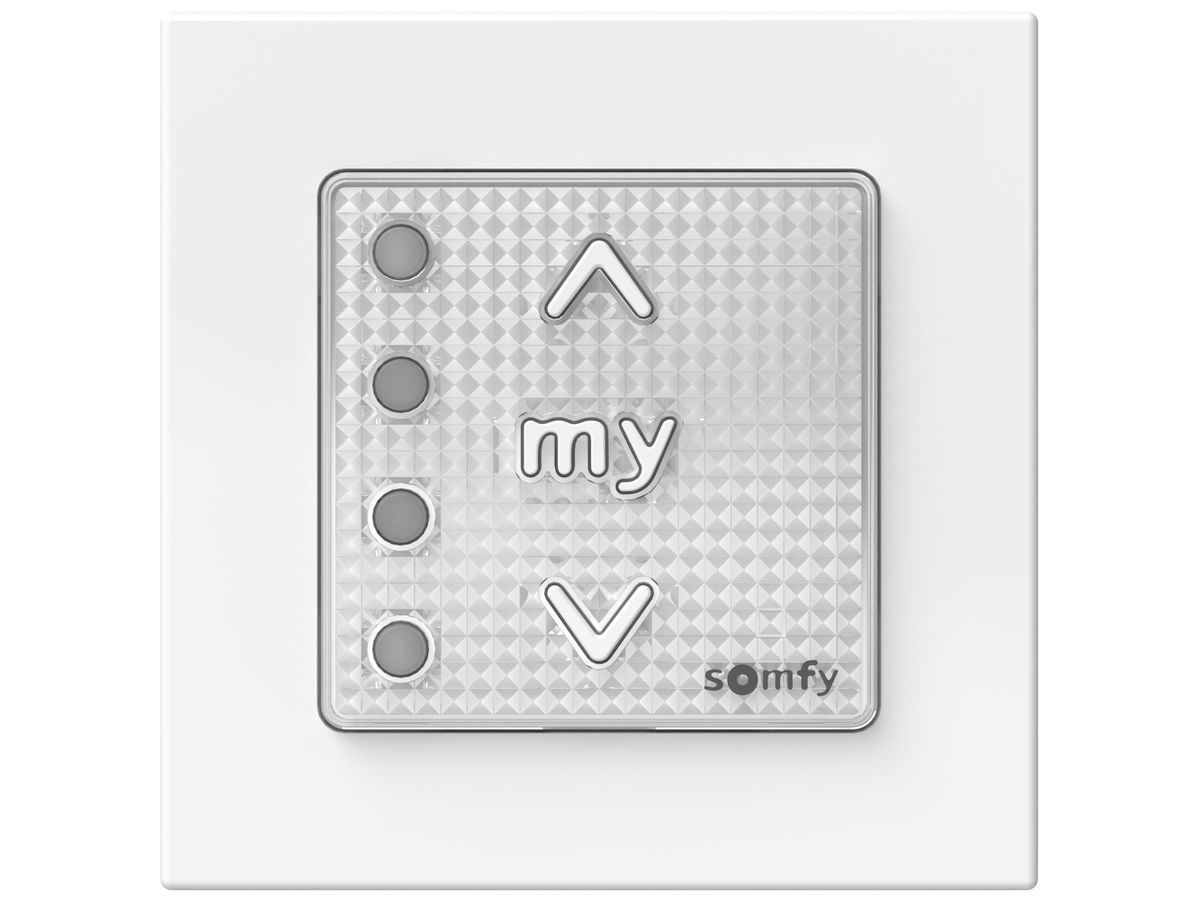 AP-Wandsender Somfy Smoove io II 4-Kan m.Rahmen 1×CR2032 79×50mm ws