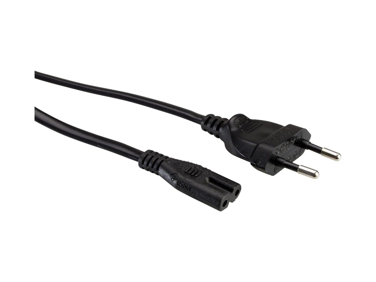 Apparatekabel VALUE T26 → C7 2×0.75mm² 250VAC/2.5A schwarz 1.8m