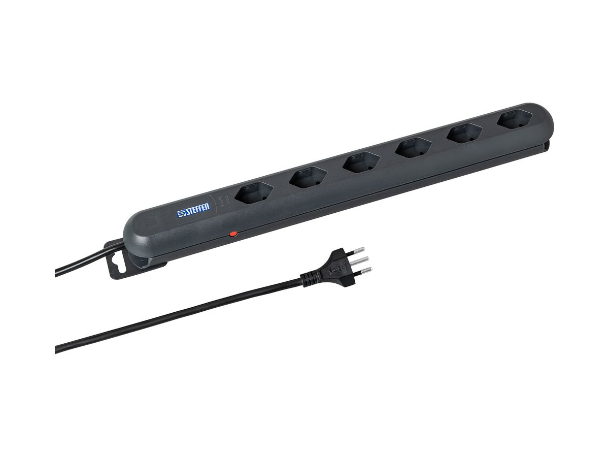 Steckdosenleiste STEBA LINEA PLUS 6×T13 3m reset schwarz