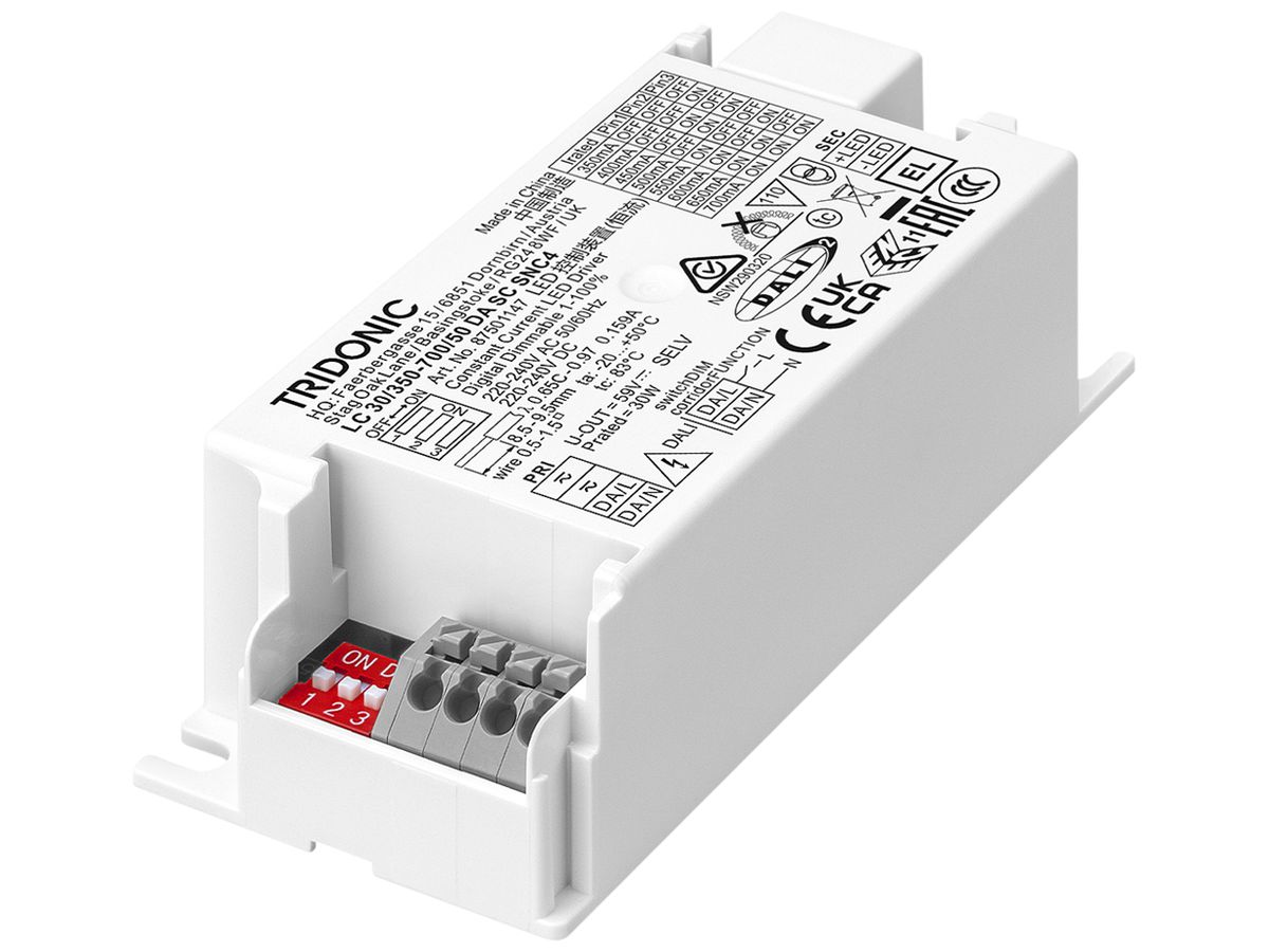 LED-Betriebsgerät Tridonic LC 5…30W 59V 350…700mA DALI 127×34×30mm