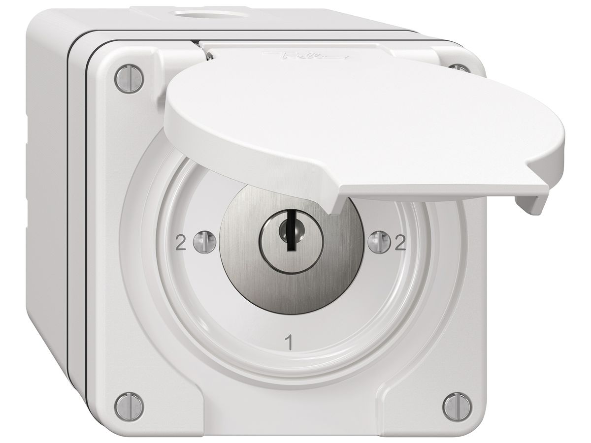 AP-Schlüsselschalter NEVO SNAPFIX® Wechselschalter 16A 400V 2-1-2-1 ws
