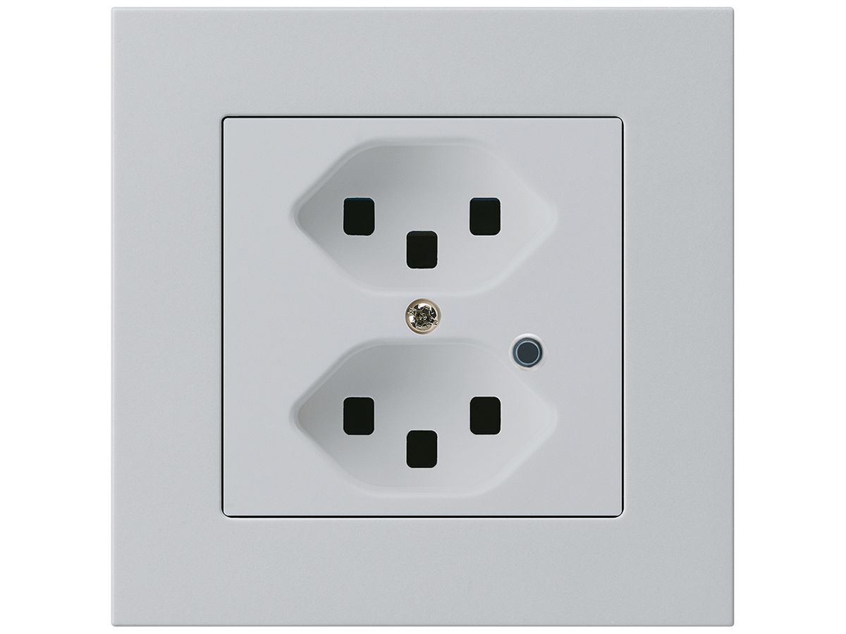 UP-Steckdose Hager kallysto.pro 2×T23 beleuchtet C lichtgrau