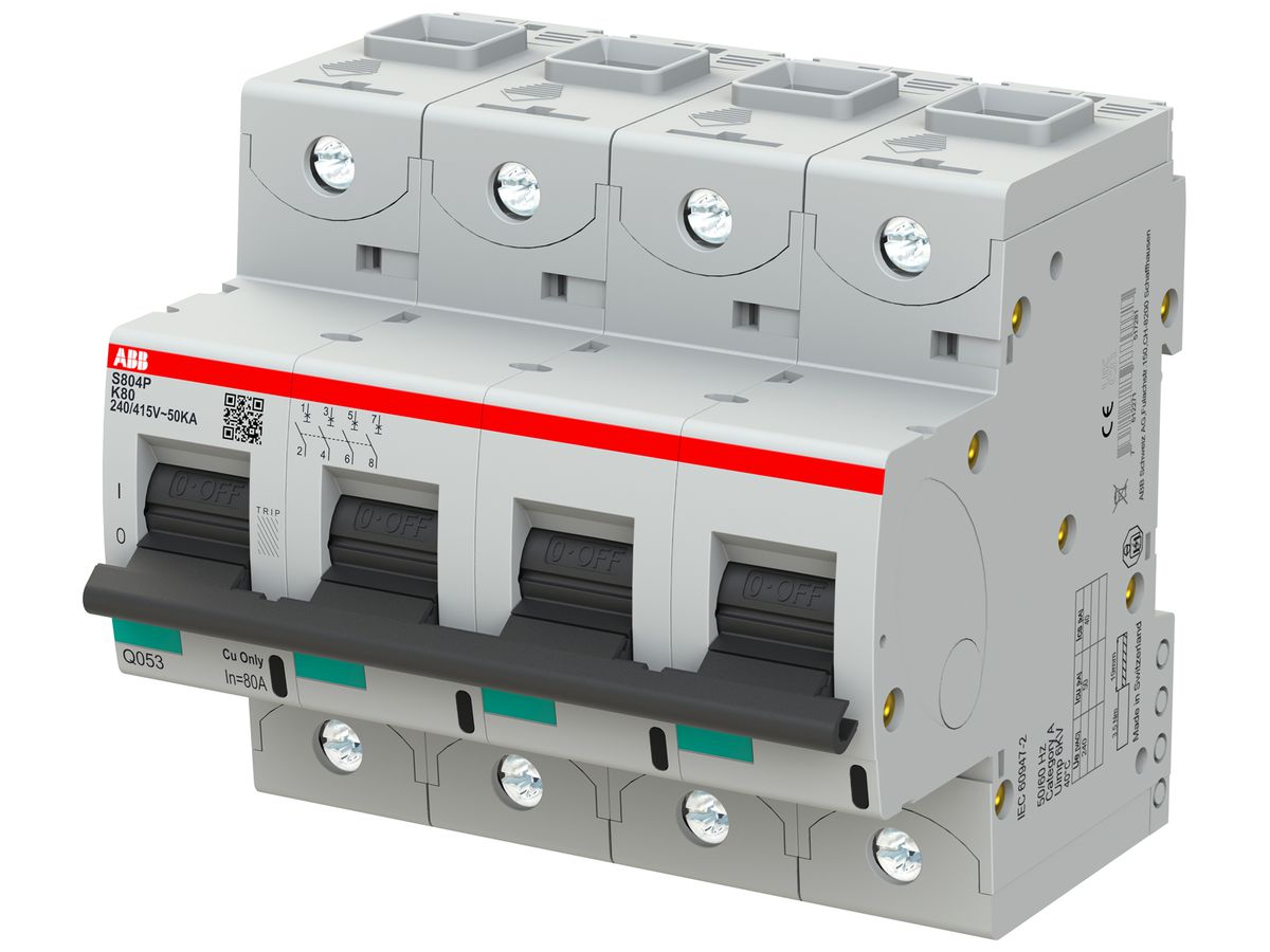 Leitungsschutzschalter ABB S804P-K80 4P 400V K-80A 50kA 6TE