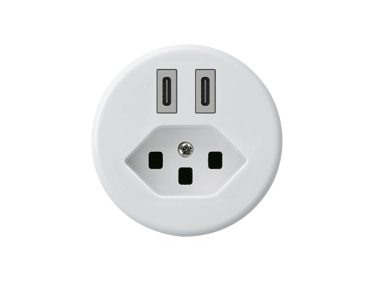 USB-Ladesteckdose Hager basico C-C 20W+T23 5V weiss