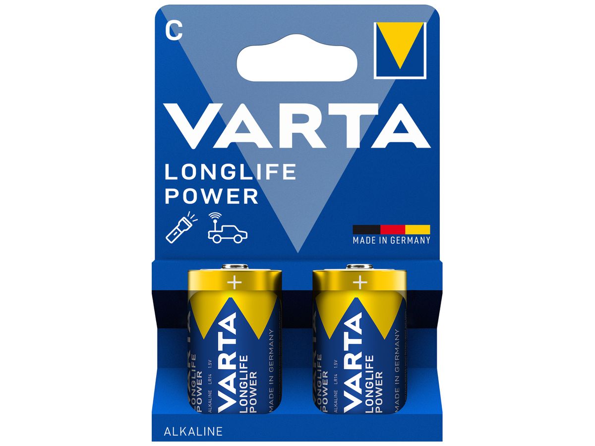 Batterie VARTA Consumer Longlife Power C Alkali-Mangan 1.5V Blister à 2 Stück