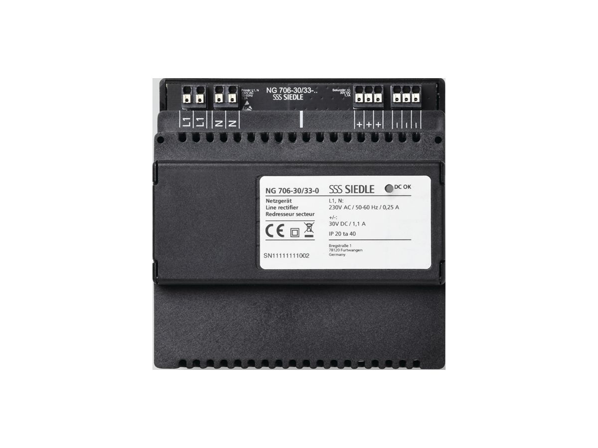 REG-Netzteil Siedle 230V DC 1100mA 107×109×60mm