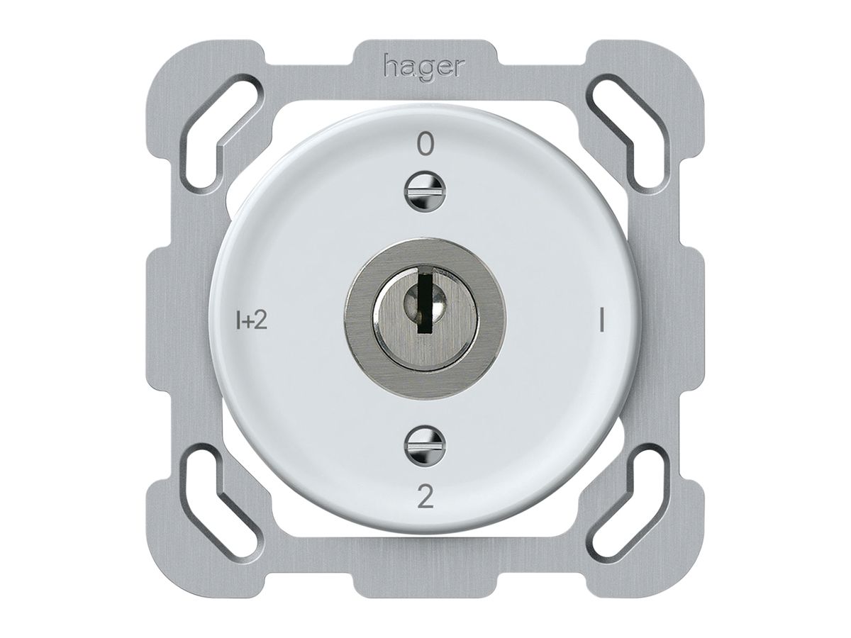UP-Schlüsselschalter origin Serienschalter 1/1L 16A 250V 0-1-2-1+2 77×77mm weiss