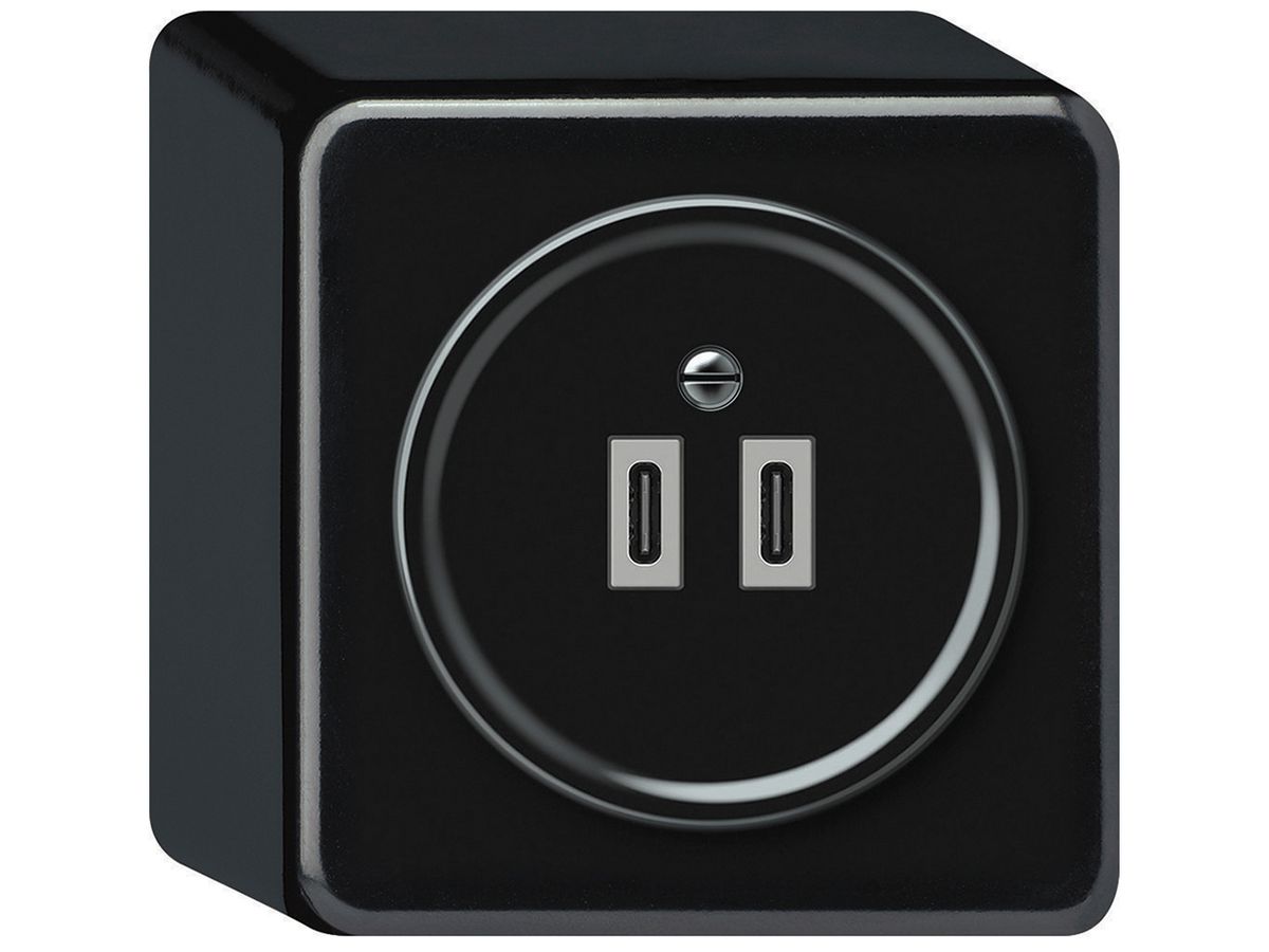 AP-USB-Ladesteckdose origin 2×USB-C 3000mA 5V schwarz