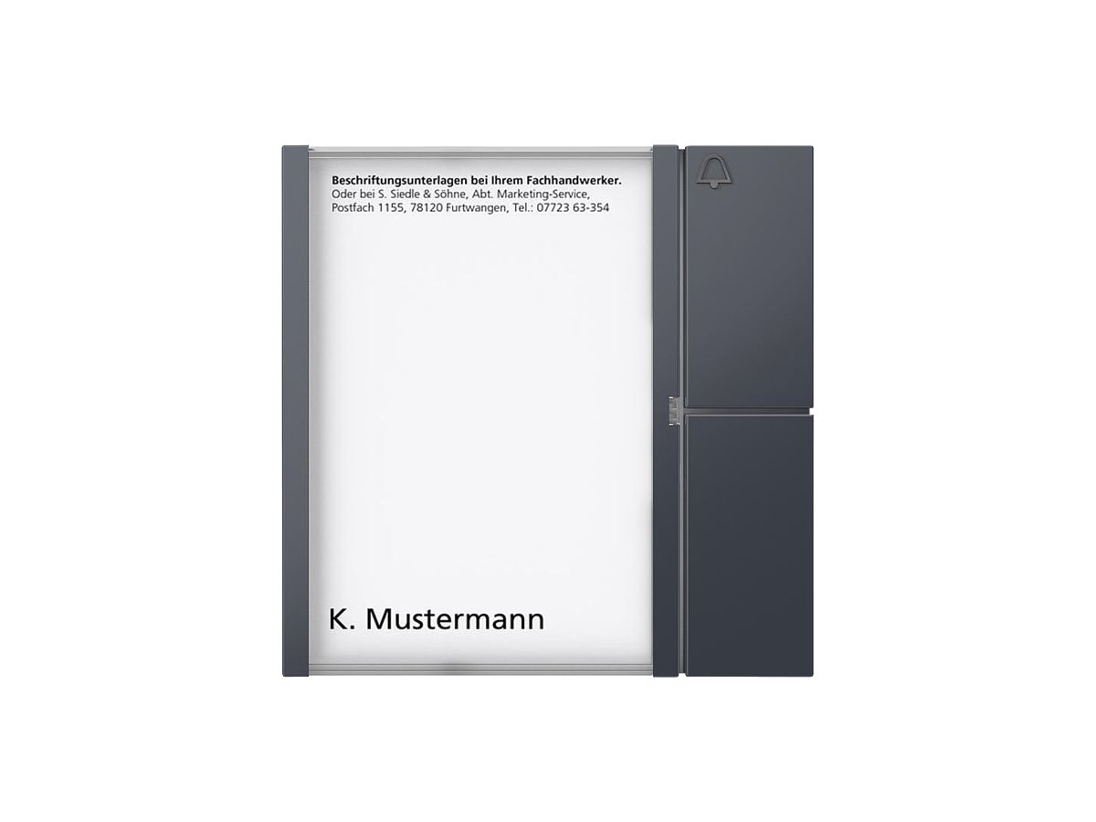 Tasten-Modul Siedle, m.Namenschidtasche, 1 Ruftaste mit Glockensymbol, anthrazit