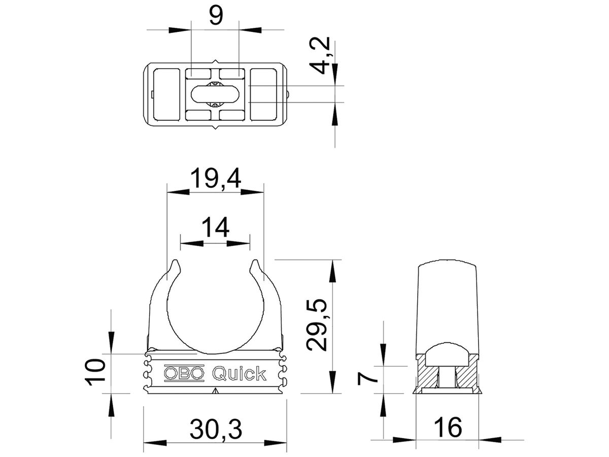 Rohrschelle BET Quick 2955 M20 SW Ø19.4mm 1 Schraubloch PP sz