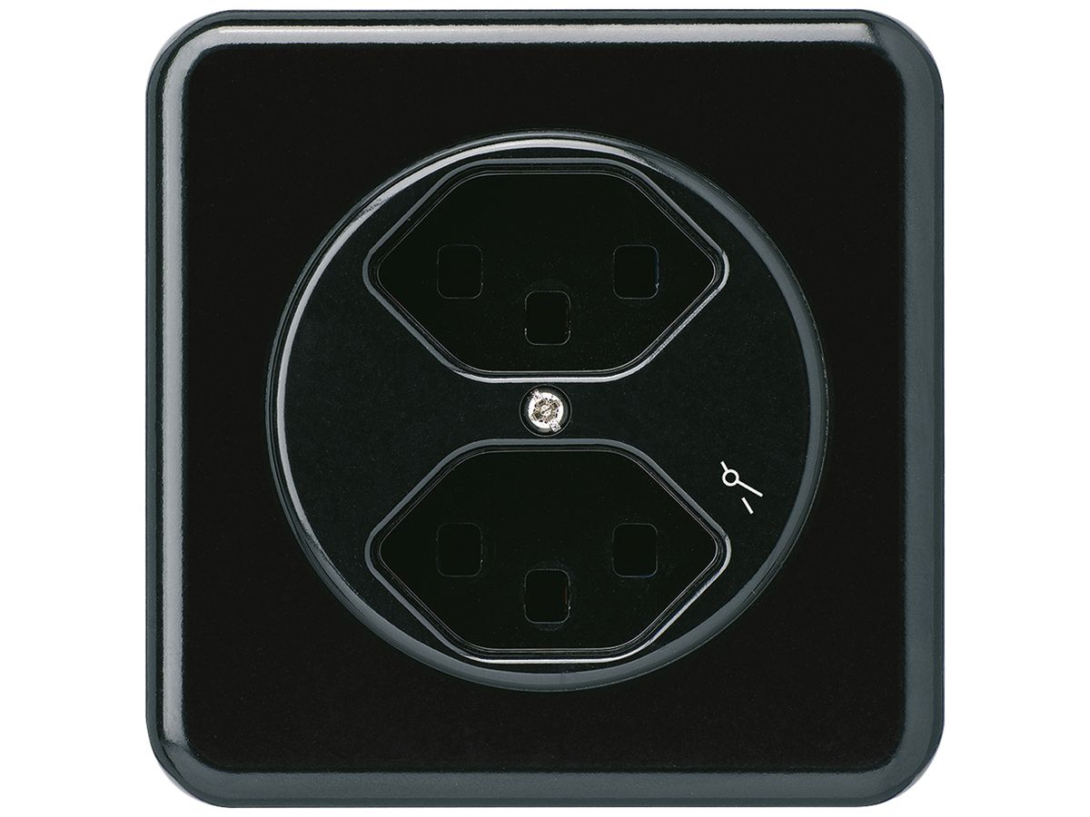 UP-Steckdose Hager basico 2×Typ 23 1×S C schwarz