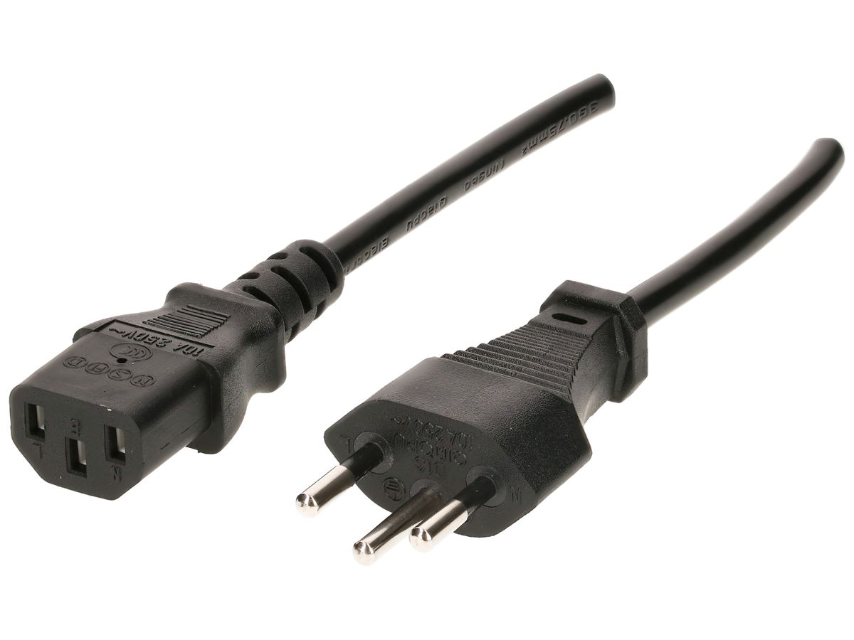 Apparatekabel MH, T12/C13, Td 3×1mm² 5m, schwarz