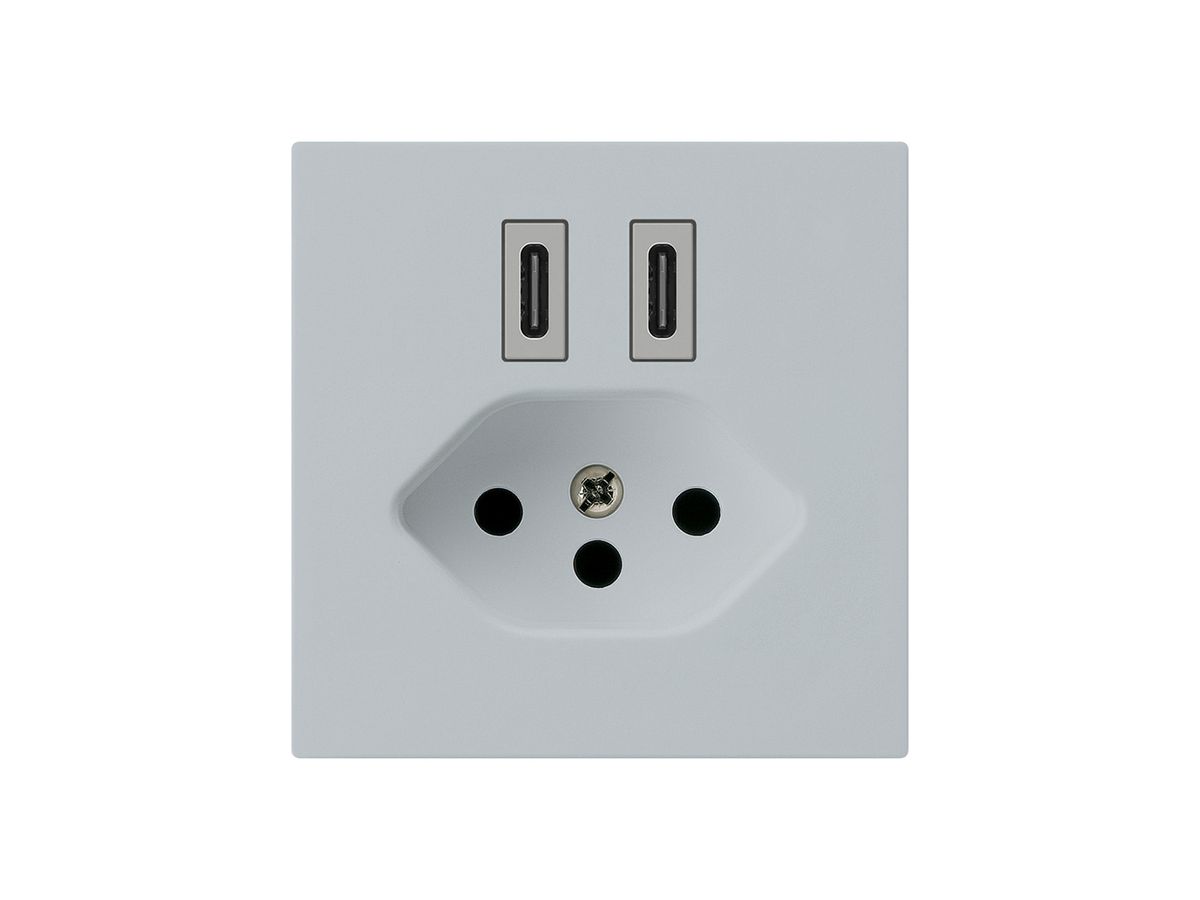 USB-Ladesteckdose Hager kallysto C-C 20W+T13 5V 60×60mm grau