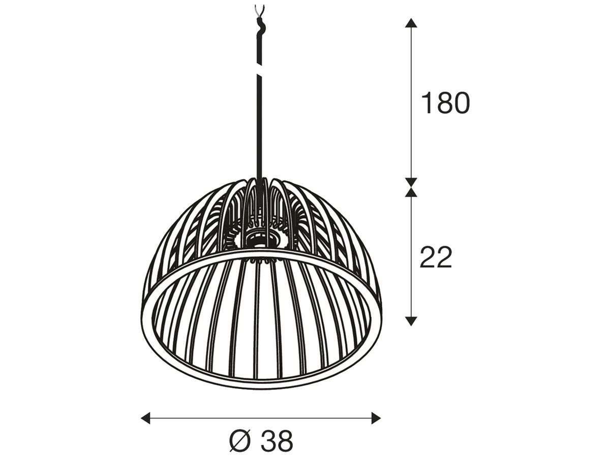 Pendelleuchte SLV WUD half round E27 1×60W direkt Ø380mm braun