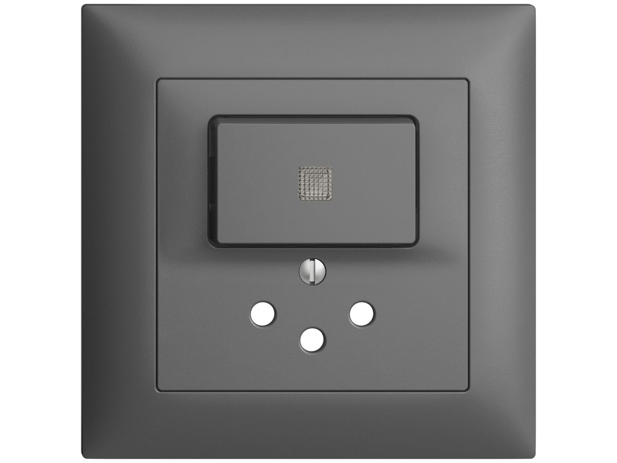 UP-Frontset EDIZIOdue T12 88×88mm dunkelgrau mit Linse, mit Kinderschutz