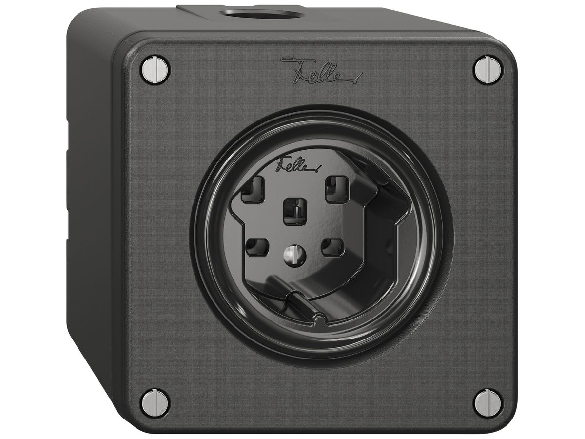 AP-Steckdose NEVO SNAPFIX® 1×T25 16A 440V 87×87×64mm IP21 sz