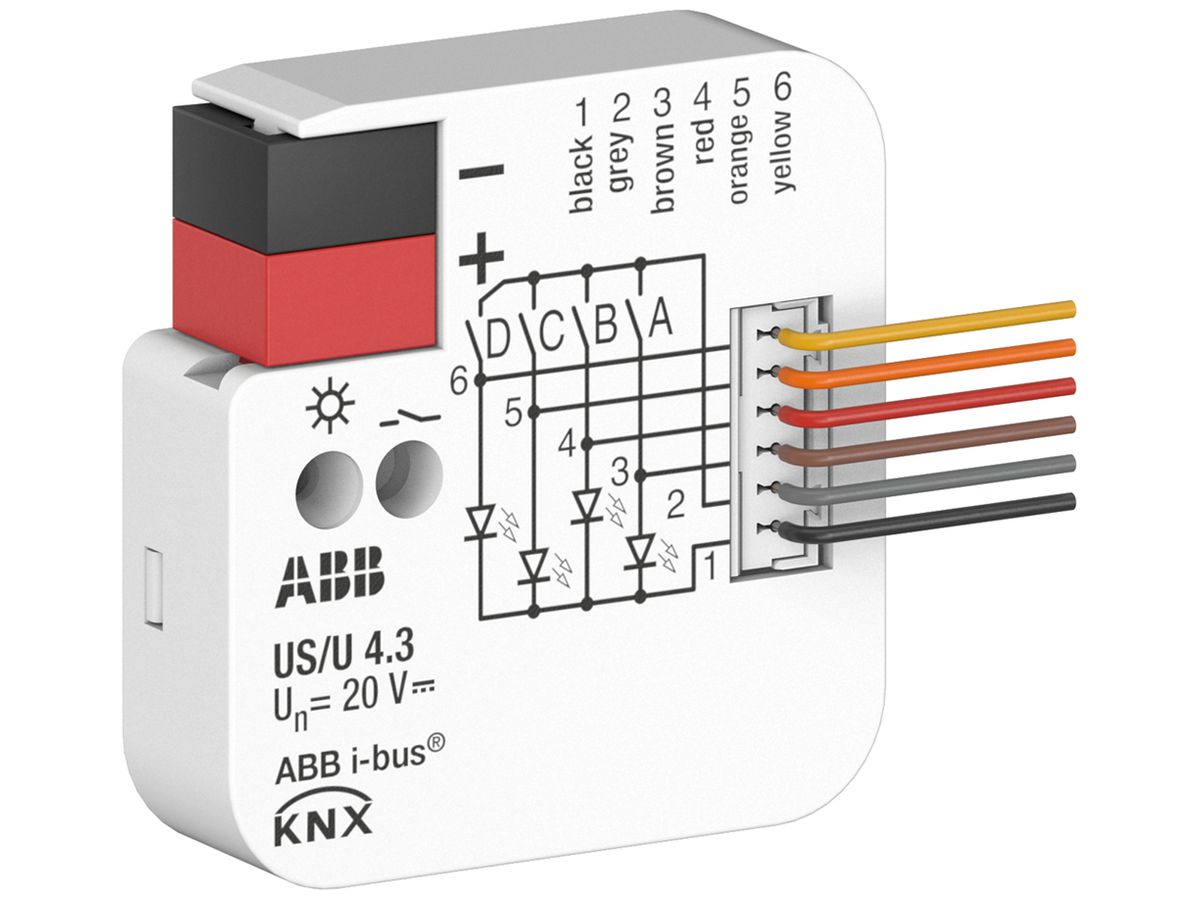 EB-Ein-/Ausgangs-Modul KNX ABB US/U4.3 4-Kanal 20VDC 40×39×12mm