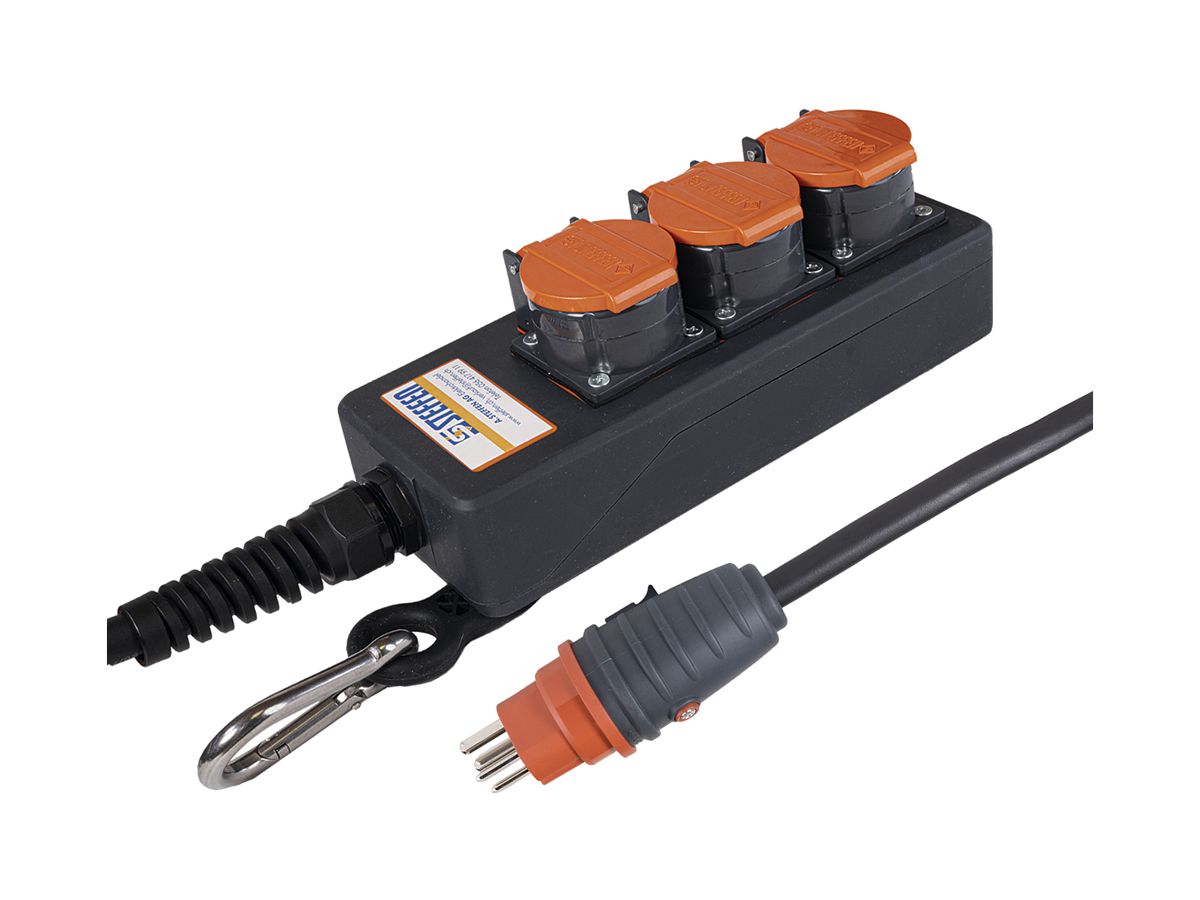 Steckdosenleiste Steffen PROFESSIONAL 3×T15 3m schwarz