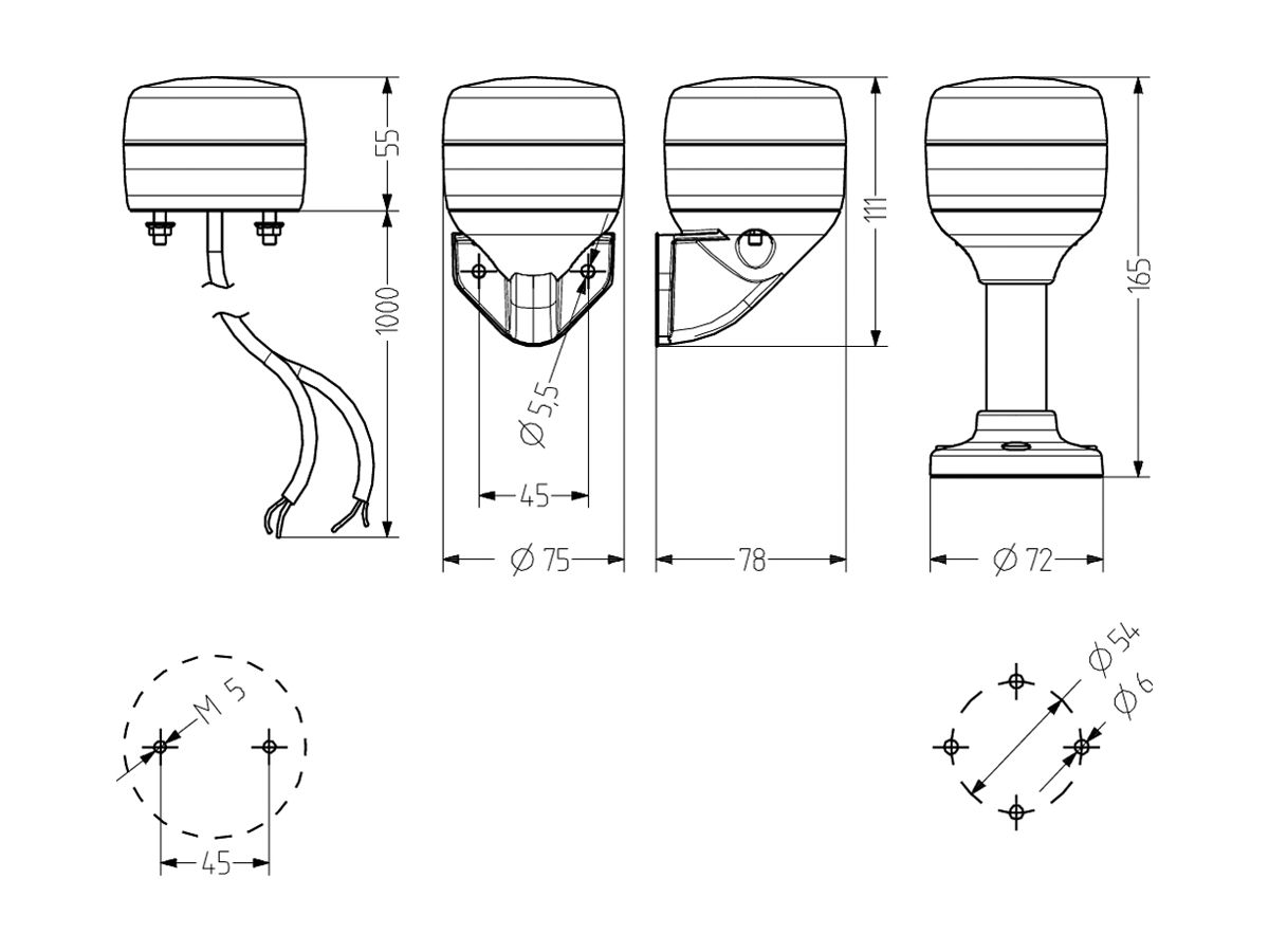 LED-Blinkleuchte Auer Signal PCL.230.74 230…240VAC, grün