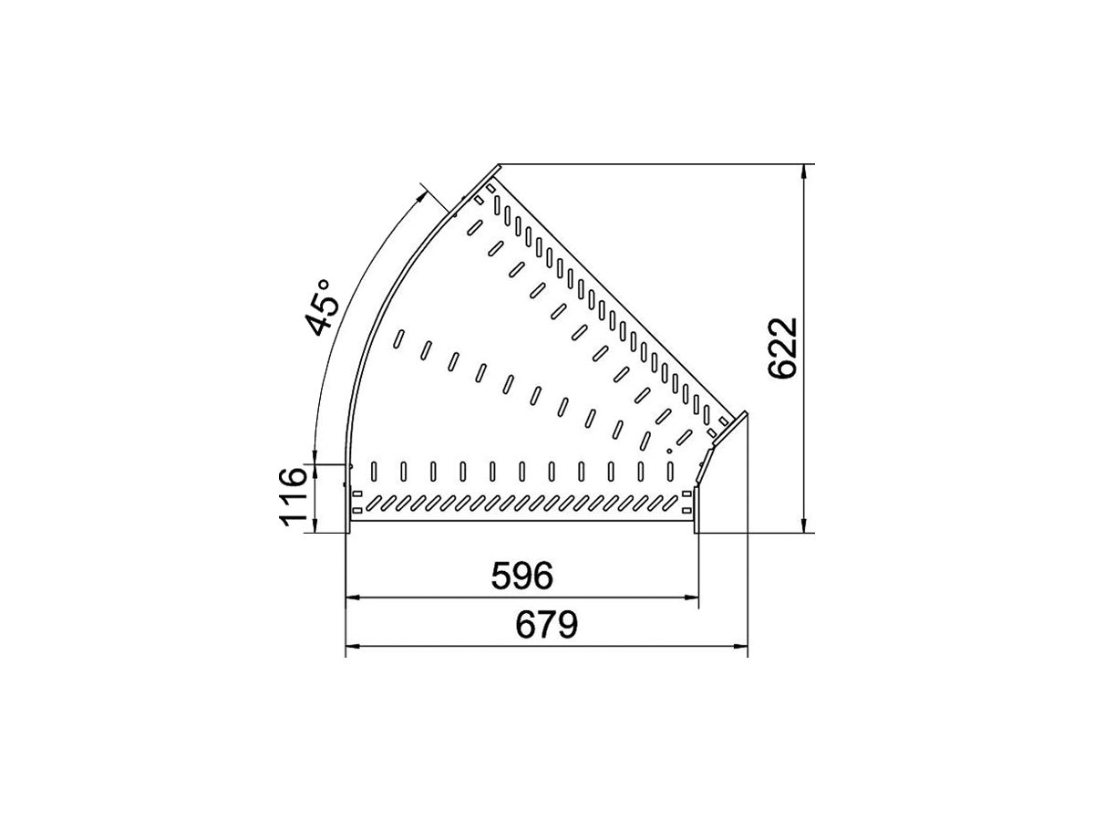 Bogen BET RB 45° 85×600mm Stahl bandverzinkt