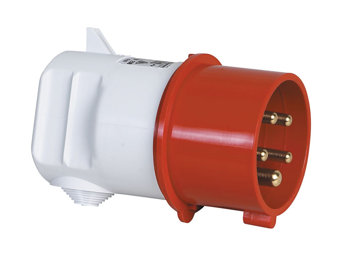Stecker CEE Bals 5P 16A 400V 6h rot IP44 vernickelt SK.abgewinkelt