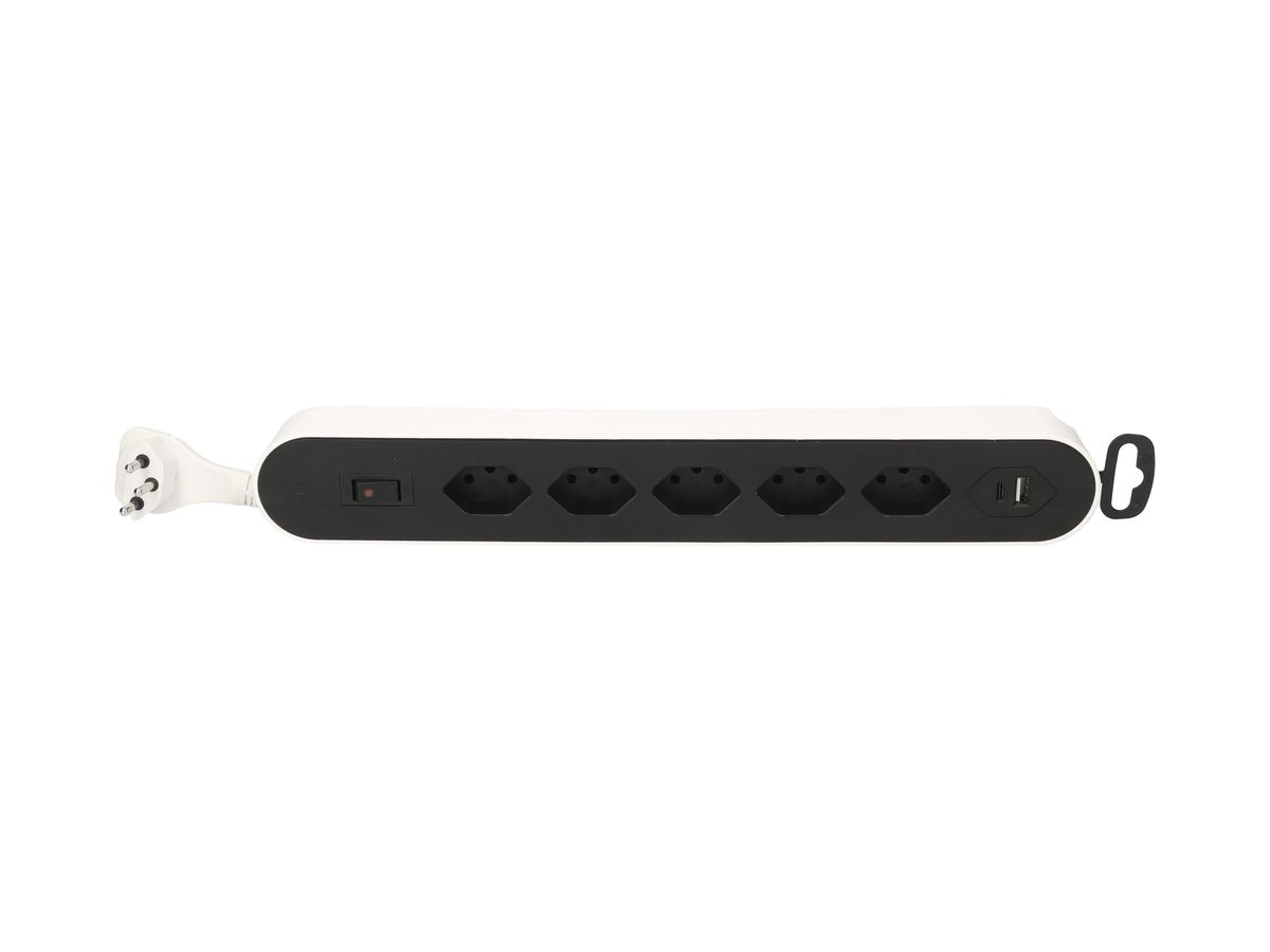 Steckdosenleiste MAX HAURI Design/Line 5×T13, 2×USB Td 3×1mm² 2.2m weiss/schwarz