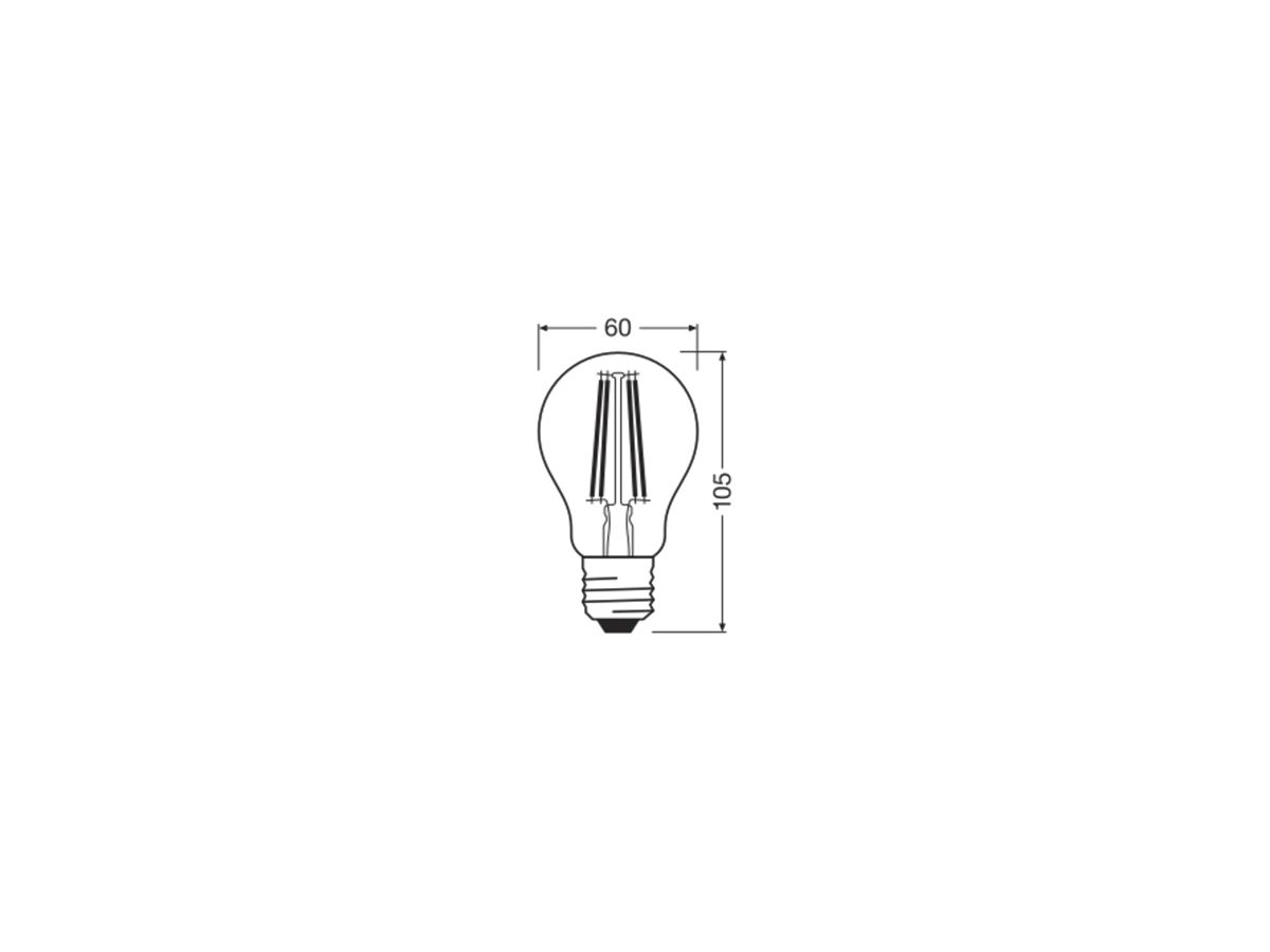 LED-Lampe LEDVANCE CLASSIC A E27 5.9W 806lm 827 DIM Typ A klar Ø60×105mm