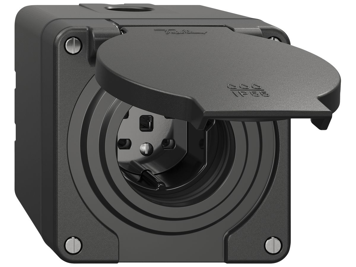 AP-Steckdose NEVO SNAPFIX® 1×T25 16A 440V 87×87×81mm IP55 sz