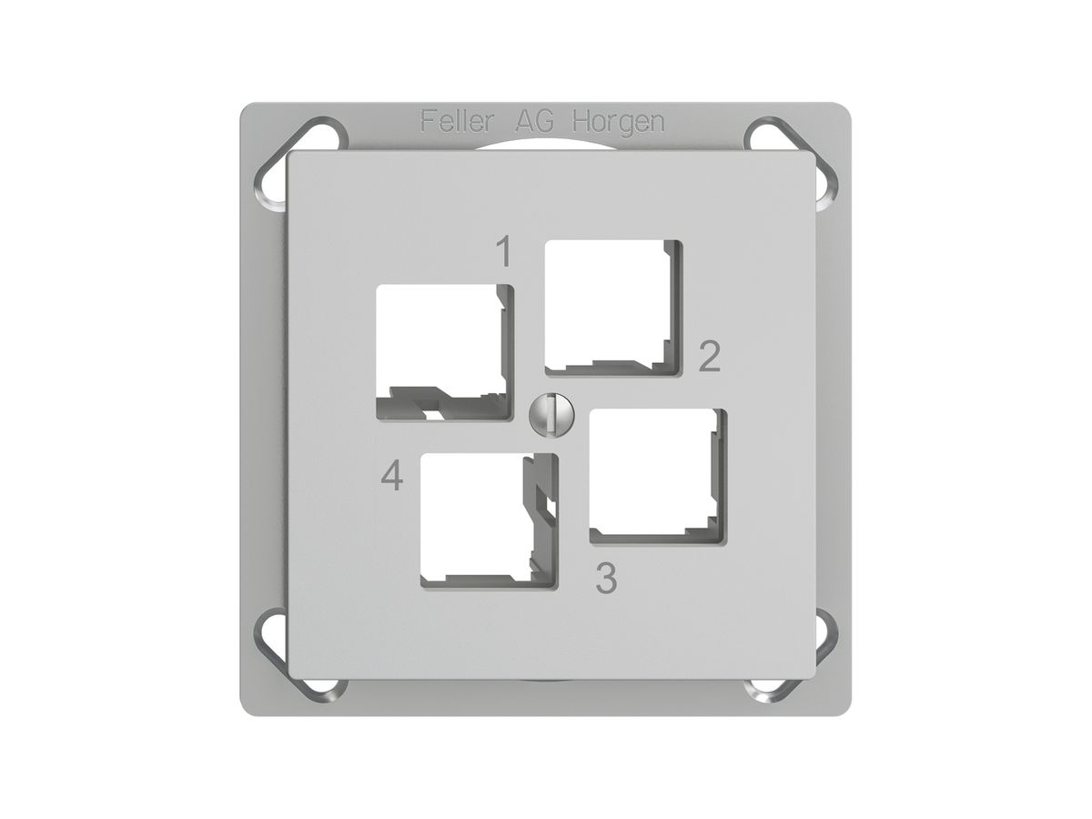 EB-Montageset EDIZIOdue FM.TE EASYNET S-One, für 4×RJ45, geradeauslass, hellgrau