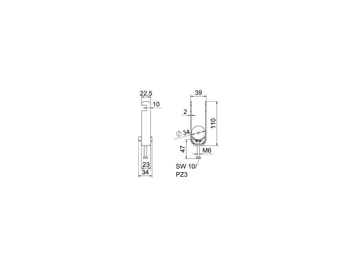 Schnellverleger BET 2056 F-Fuss Kunststoff 46…52mm 2×Kabel Stahl tfZn