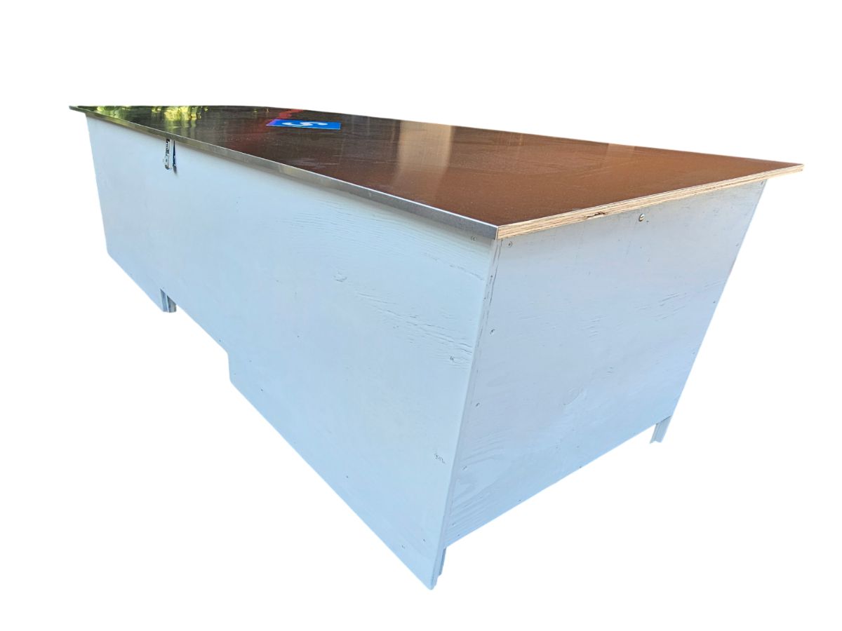 Baustellenkiste Holz mit Lenkrollen - Klappdeckel, LxHxT 2300x750x800mm