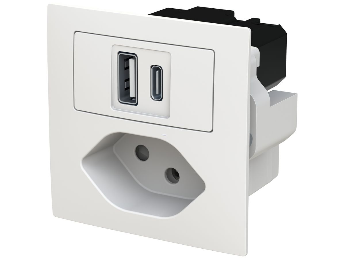 USB-Ladesteckdose ABB Sidus 1×USB-A 1×USB-C + T13 3000mA OUT:5V ws