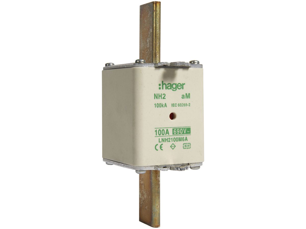 NH-Sicherung Hager DIN2 690VAC 100A aM Doppelkennmelder rostfrei
