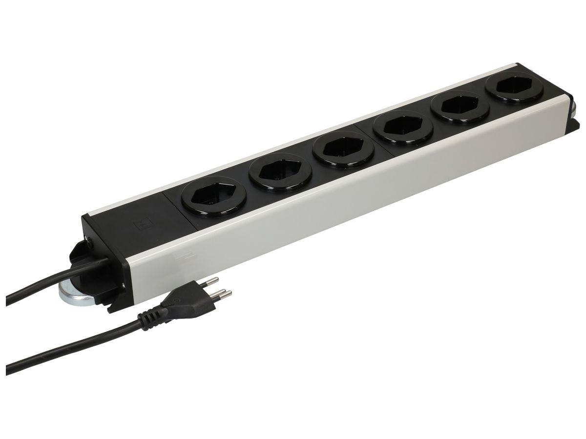 Steckdosenleiste MH POWER LINE 10A 6×T13 5m grau-schwarz 2×Magnet