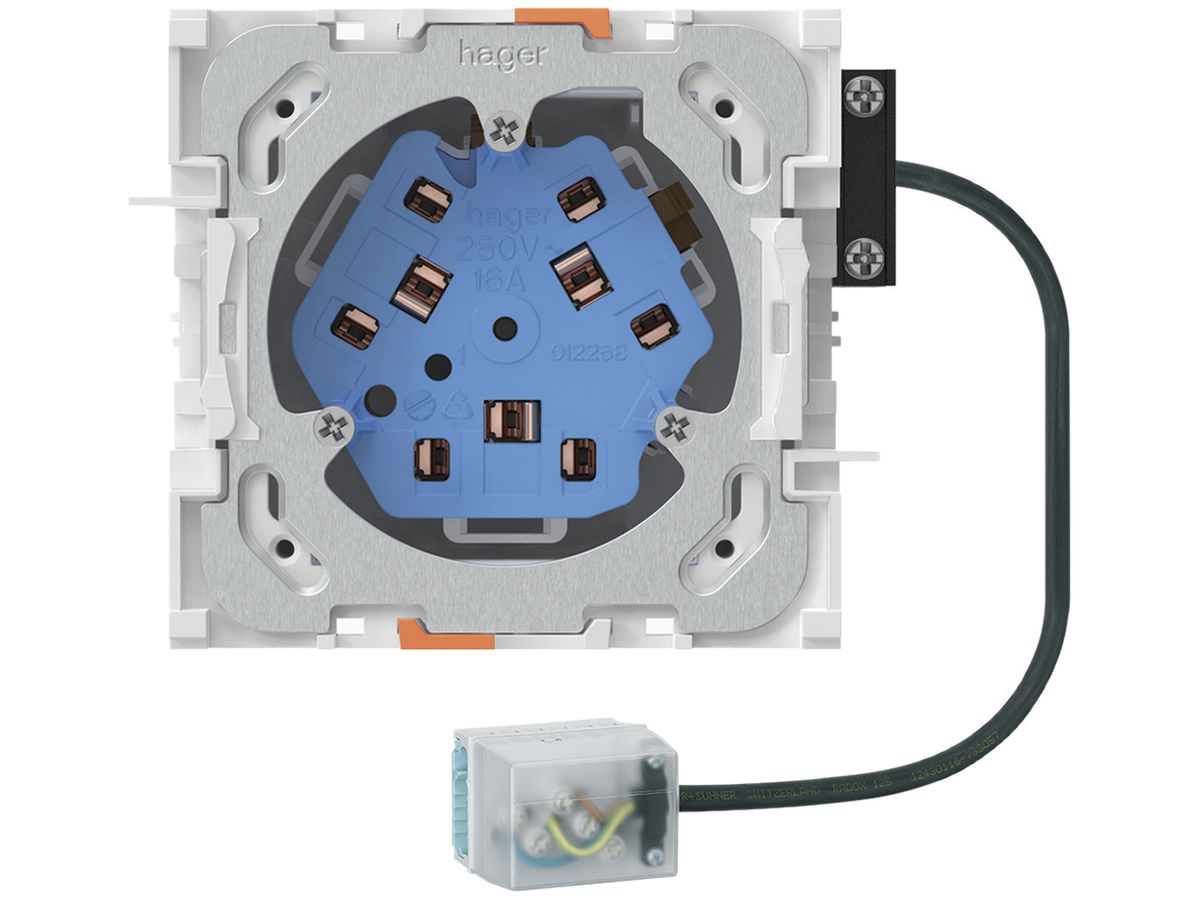 EB-Steckdose 3×Typ 13/23, Flachkabel-Anschl.Ecobus power, L2, Td 3×2.5mm²