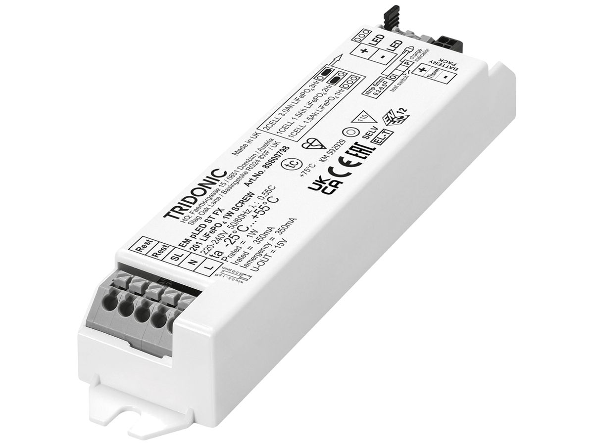 Notlichteinheit Tridonic EM pLED ST FX 201 LiFePO4 1W Steckklemme