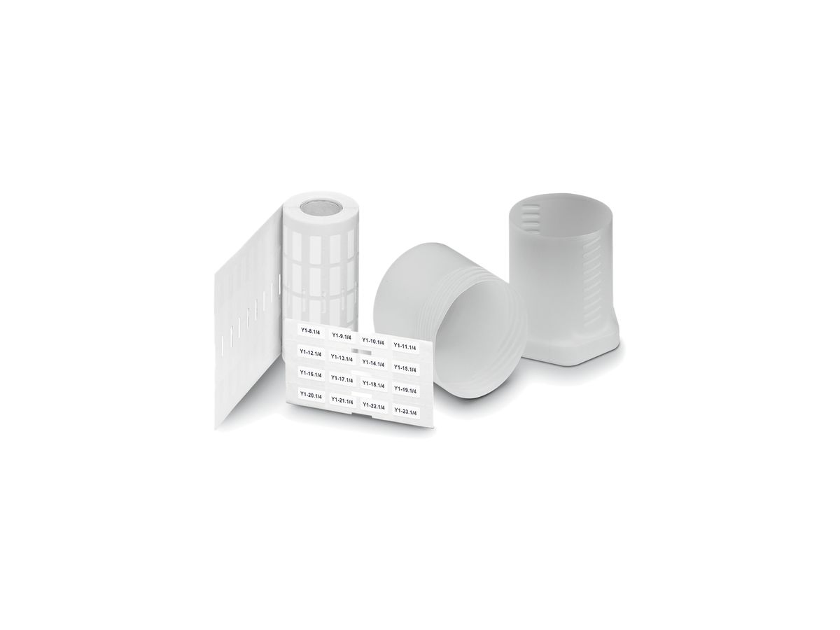Etikettenrolle EML R weiss 20×8mm, selbstklebend