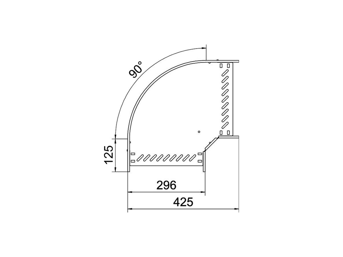 Bogen BET RB 90° 85×300mm Stahl bandverzinkt
