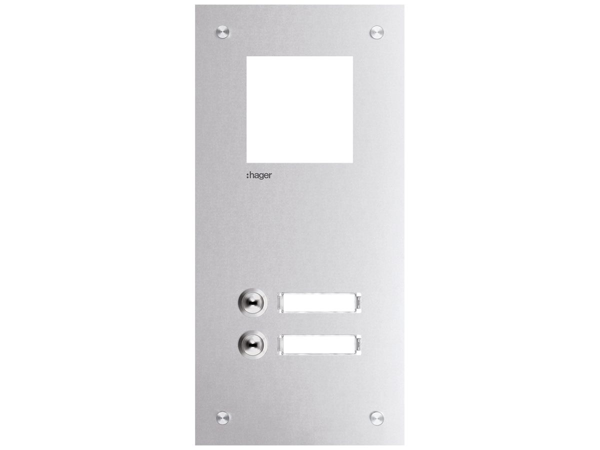 Frontplatte Hager intercom mono 2× 150×315×32mm edelstahl