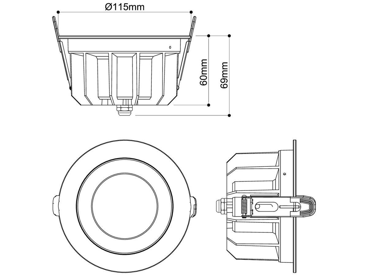 LED-Downlight SLV DOWNLIGHT P 115 11W 640…3630lm 3000K IP54 WB DALI Ø100mm weiss