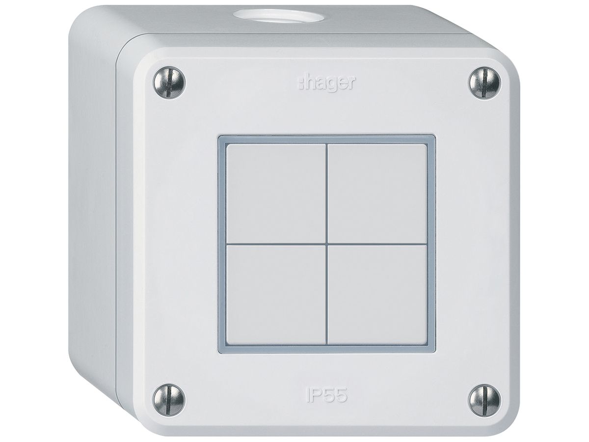 AP-KNX-Taster Hager BA robusto Q 4-fach 86×86mm weiss