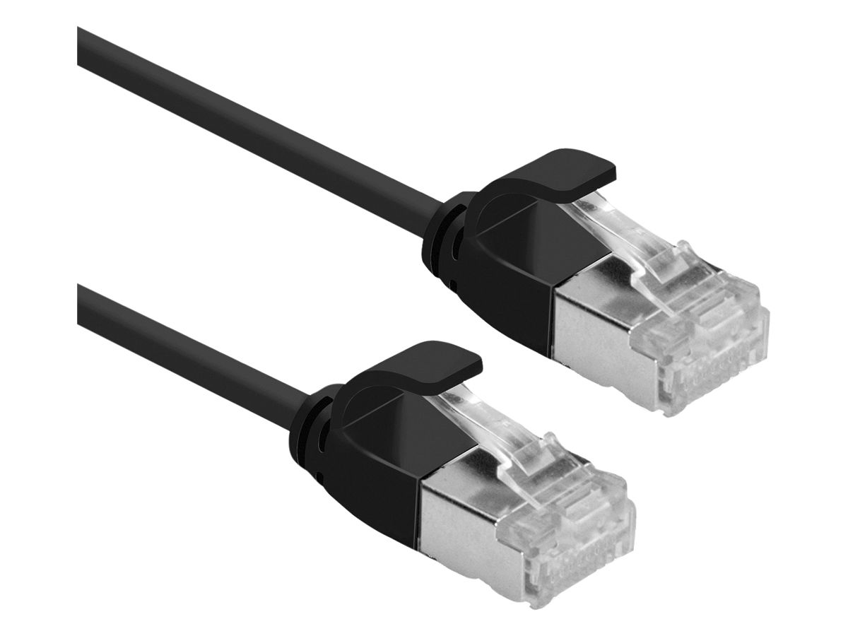 Patchkabel RJ45 ROLINE slim, Kat.6A (TIA) U/FTP, AWG32, LSZH schwarz, 0.5m