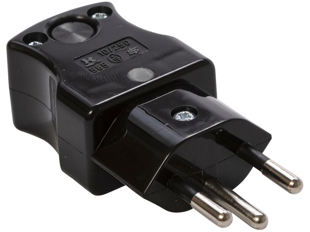 Stecker T12 schwarz, mit Kabeleinführung horizontal und vertikal