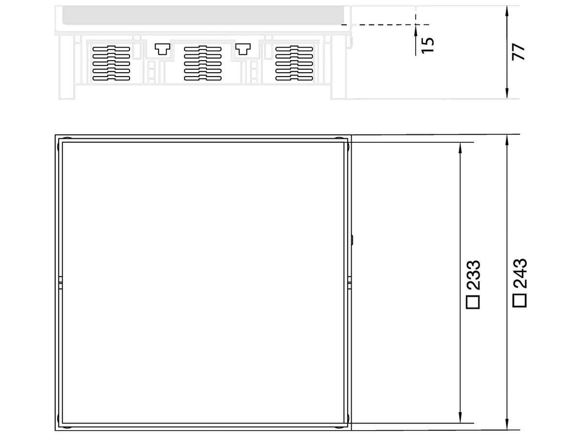 Edelstahlkassette Hager Q12 OT BL 244mm rostfreier Stahl
